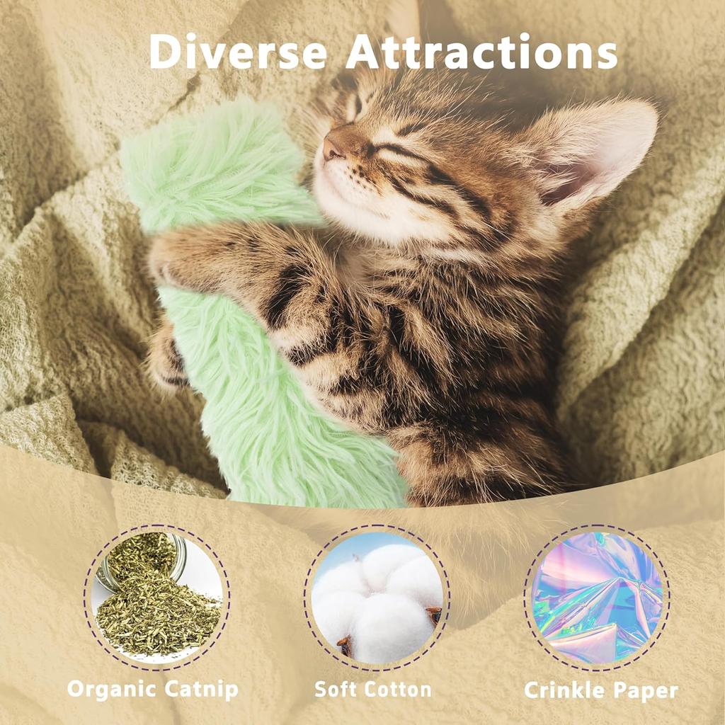3 Pack Catnip Toys,Soft and Durable Cat Pillows Toys, Crinkle Sound Catnip Catnip Toys,Indoor Interactive Cat Kicker Toy, Companion Toys for Cats