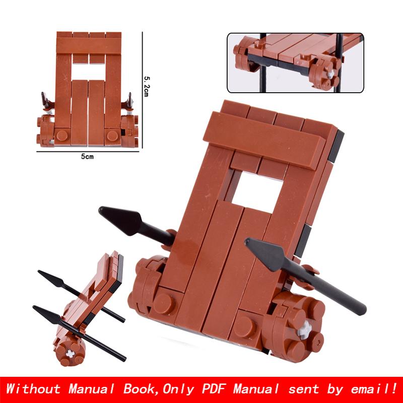 MOC Kreatives Mittelalterliches Schloss Königlicher Ritter Rom Spartacus Streitwagen Belagerungsmaschine Modell Bausteine Ziegel Spielzeug Geschenke