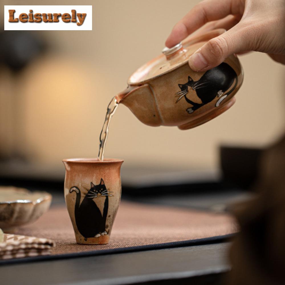 50ml Japanese Kiln Change Keramický šálek Zhiye Cat Smlling Voňavý šálek Malý Master Hrnek Porcelánový Kung Fu čajový set