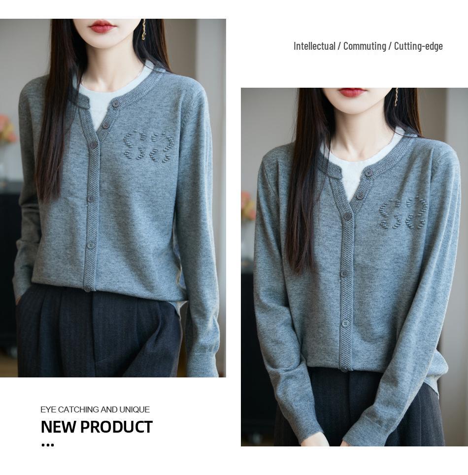 25 Autumn/Winter Women's Knitwear: Andy Velvet Textured Two-Piece Cardigan Sweater, Korean Style
