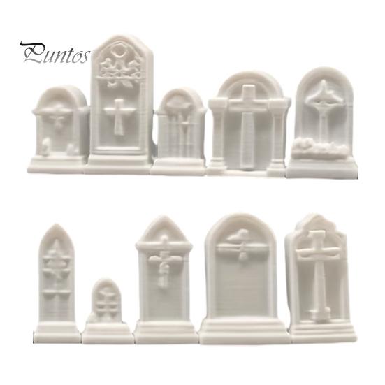 Detailed Gravestone Models for Crafts 10Pcs Mini Tombstone, 3D Printed Unpainted Model Kit, Micro Cemetery Diorama Crafting Supplies Accessories,