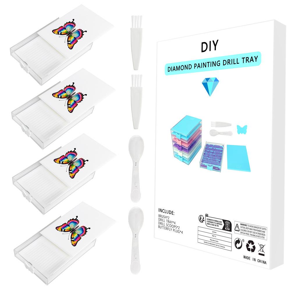 4PCS/SET Diamond Painting Tray Multi Placing Drill Plate Diamond Embroidery Tool Beading Plates Organizer Storage Box DIY Craft