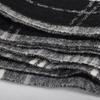 Black White Plaid 100% Wool Scarves Pashmina Thicken Women Winter Soft Long Scarves Shawls Fashion Short Tassel Warm Neck Scarf