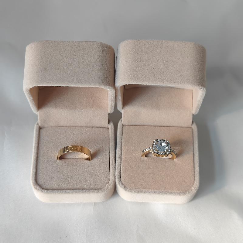 12pc Apricot Velvet Jewelry Ring Box Non-Stick Dust Jewelry Case Wedding Valentine's Day Christmas Earring Pendant Packaging Box