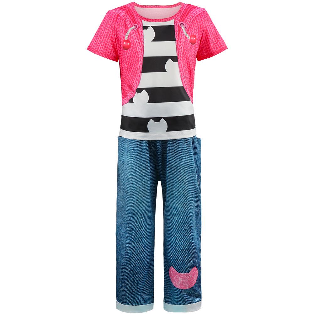 European & American Striped Girl's Cosplay Summer Short Sleeve Performance Birthday Costume