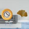 Silent Contemporary Analog Wall Clock with Wrought Iron Ginkgo Leaves Decor for Kitchen Dining Room