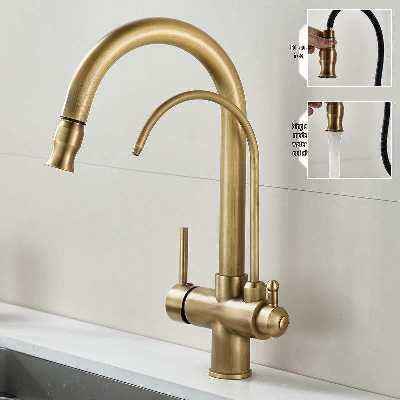 All-Copper 3-in-1 Pull-Out Sink with Hot/Cold
