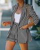 2023Wish European & American Women's Fashion: Sexy Lapel Cardigan Top & Shorts Set