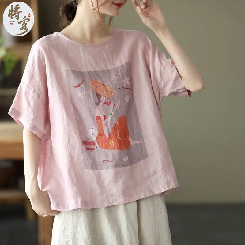 YYFS Women's Fashion Casual Summer Spring Flower Pattern Print 1/2 Sleeves O-Neck Blouses & Shirts