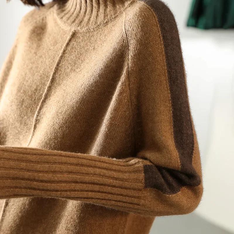 Women Autumn Winter Sweater Knitted Dresses Women Fashion Turtleneck Long Sweater Dress Ladies Warm Split Sweater Dress