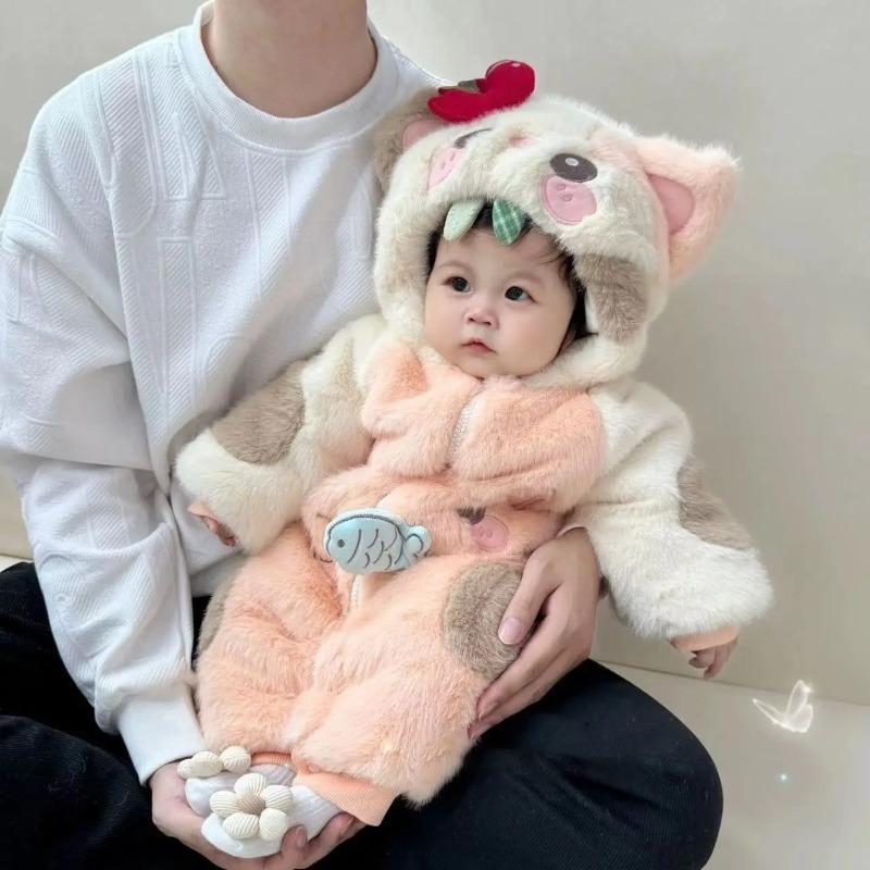 Infant Toddler Autumn Winter Plush Thick Warm Jumpsuit Winter Jacket Baby Cute Outerwear Rompers
