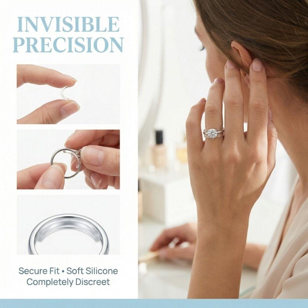 15/26Pcs Invisible Design Ring Size Adjusters Transparent Ring Tighteners Flat Bands