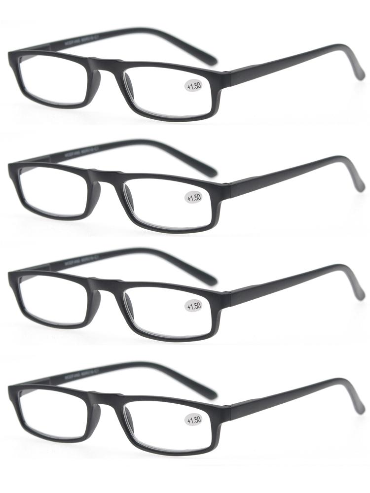 MODFANS Reading Glasses - 4 Pairs Fashion Readers Narrow Frame Spring Hinge For Men Women