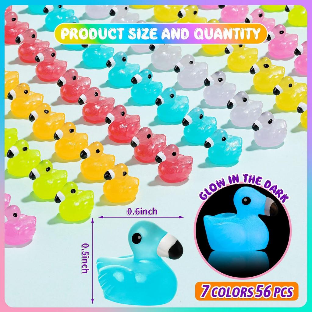 10/20Pcs Luminous Mini Resin Flamingo Ducks Glow In The Dark Flamingos Tiny Animal Figures Diy Crafts For Fairy Garden Micro