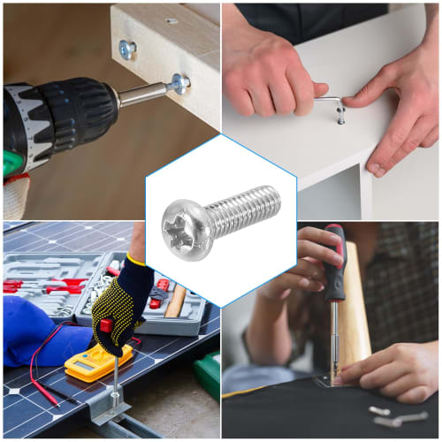 PATIKIL 60pcs M2.5-0.45 x 8mm Round Head Phillips Head Machine Screws, 304 Stainless Steel, 18-8 Full Thread, Pan Head Cross Recessed Drive Screws