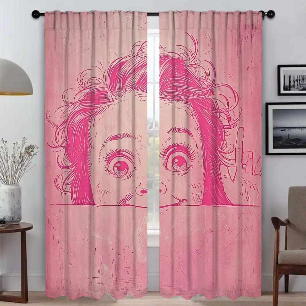 Vorhänge für Schlafzimmer Freches kleines Mädchen Heiminterieur Vorhänge 2 Stück Jalousien Verdunkelungsvorhang Raumteiler Halloween-Dekoration