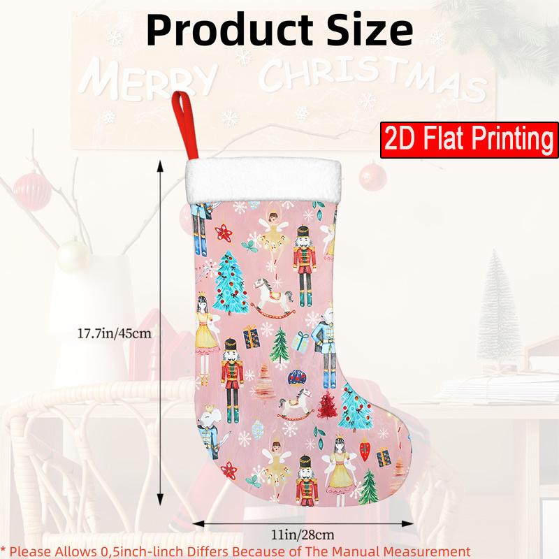 Christmas Decoration Fireplace Hanging stockingA Single Pink Stocking Featuring a Nutcracker And Princess Desi