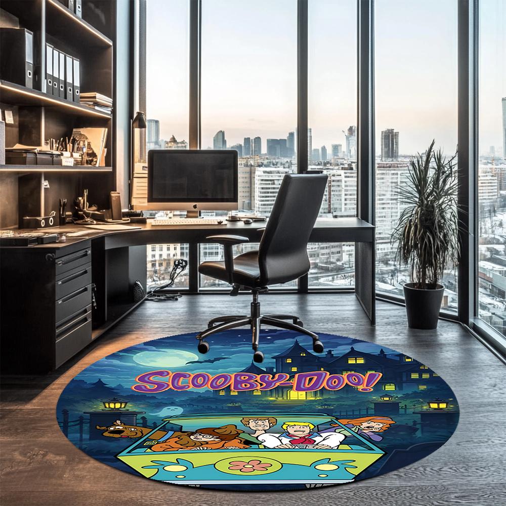 Scooby-Doo Printed Round Rug Carpet Chair Rug Area Rug Entryway Doormats,for Office Chair Living Room Bedroom Kitchen Room.