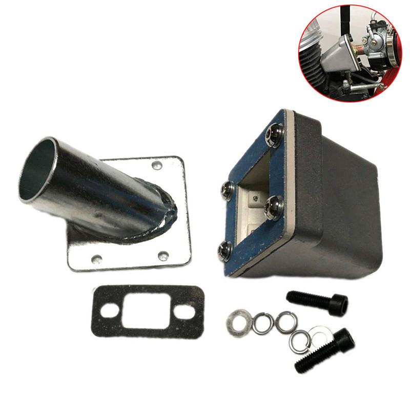 DIY Chain Tensioner Fit 80cc Engine Motor Cylinder Piston 40mm 2 In1 Racing Reed Valve Muffler Pipe For Engine Motorized Bike