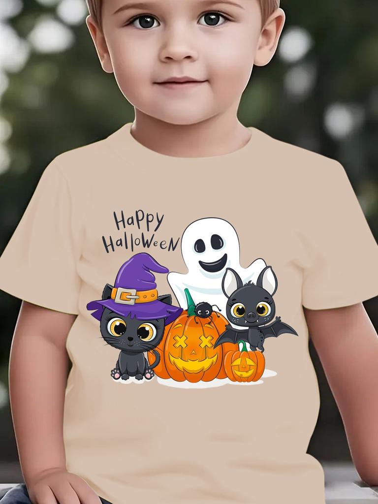 Halloween Baby Boys Girls Short Sleeve T-Shirt Cartoon Pumpkin Graphic T-Shirt Boys Clothes Halloween Party Children's Clothing