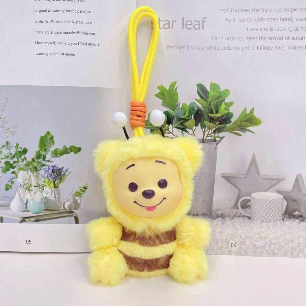 Anime Cartoon 12cm Winnie Pooh Hand Rope Series Plush Keychain  Cute Doll Accessories Trendy Christmas Birthday Toys Gift