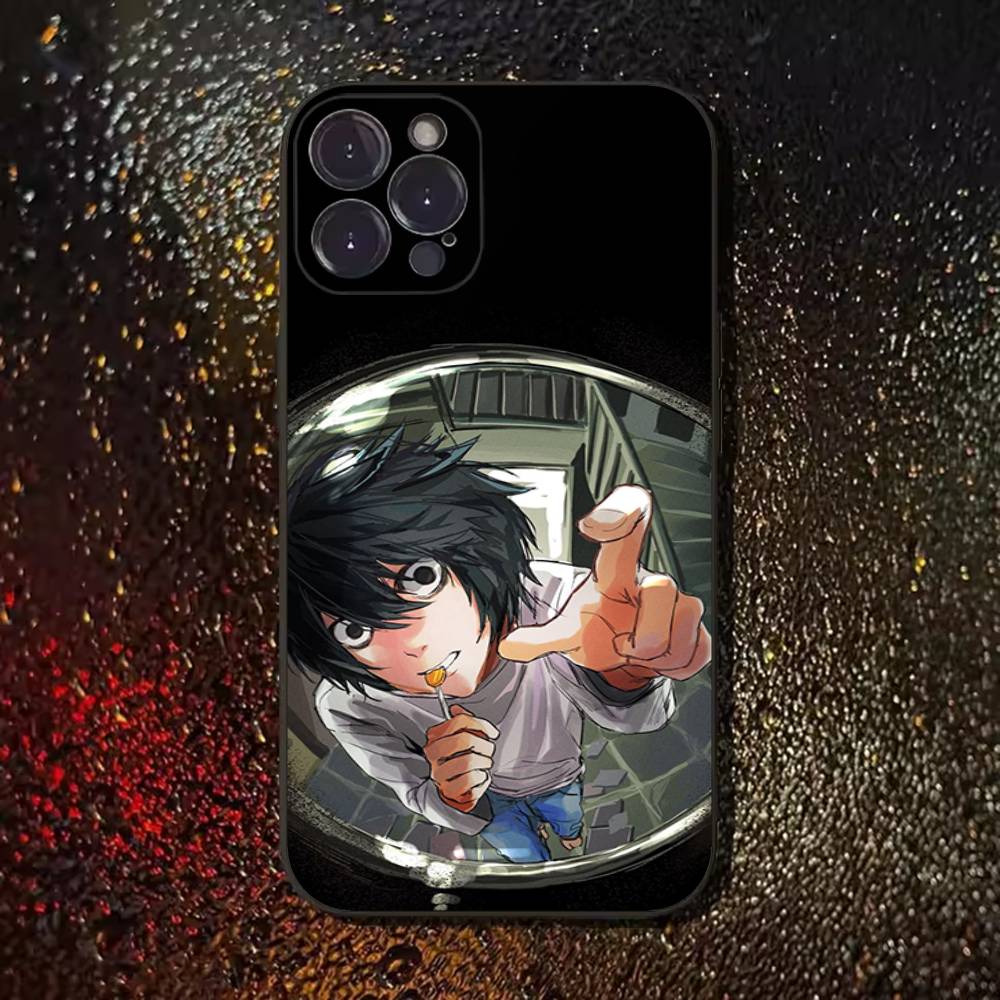 D-Death Note L Light Yagami Phone Case For iPhone 16,15,14,13,12,11 Plus,Pro Max,XS,X,XR,SE,Mini,8,7,Soft Silicone Black Cover