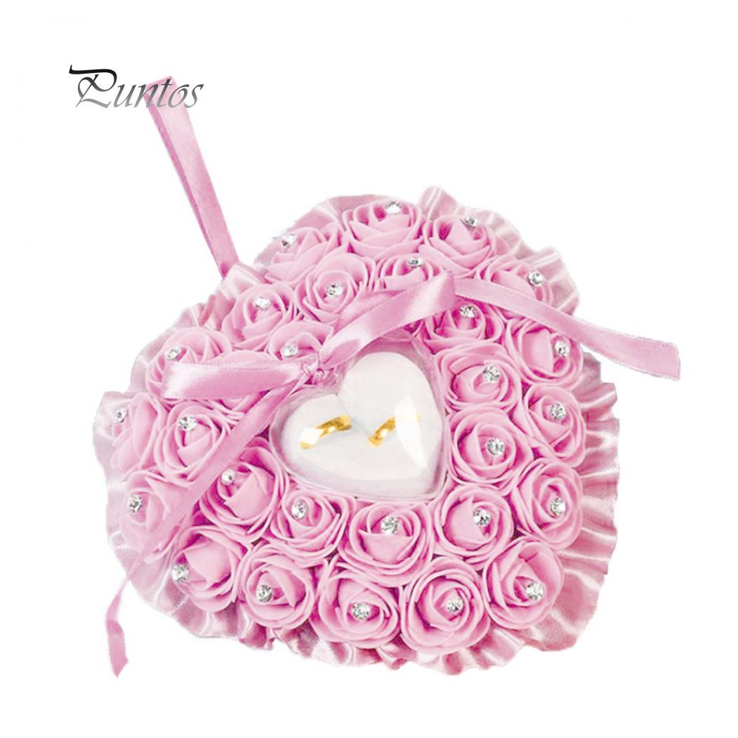 

Подушка для свадебных колец, в виде сердечка розовый