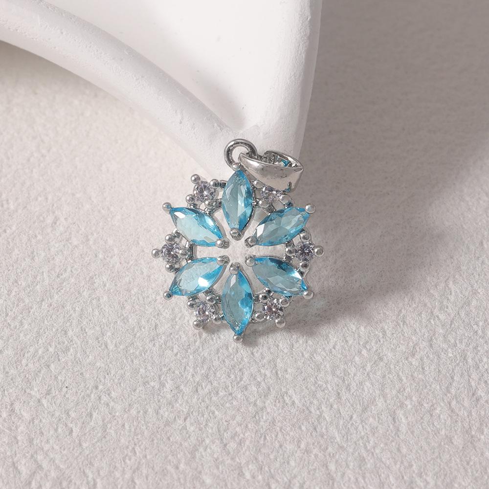 Blue Diamond Snowflake Silver Pendant, Fairy Winter Women s Clavicle Chain