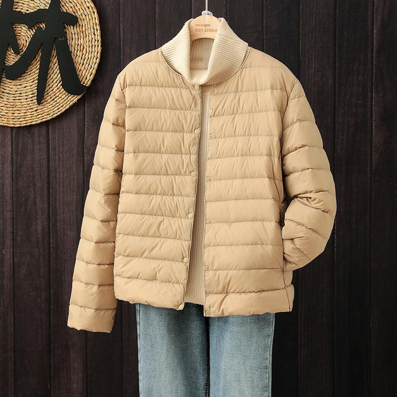 Light down jacket women's liner short round neck inner and outer wear thin women's clothing portable collarless jacket
