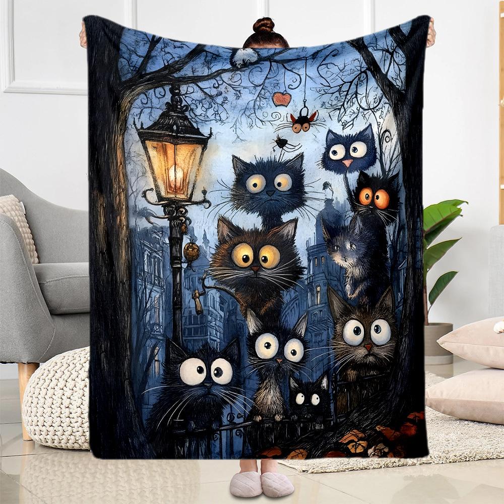 1pc Egyptian Cat Artwork blanket Soft and Warm for Sofa Office Camping Travel Livingroom Great Gift for Friends and Family Comfortable