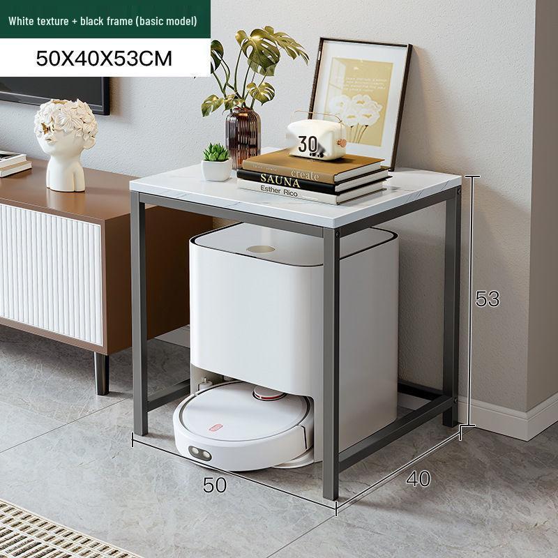 Multi-Layer Floor-Standing Adjustable Storage Rack with Trash Can Holder for Kitchen Use