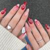 Valentine's Day Red & Pink Heart Almond Nails with Bow & Star Design