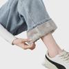 "Thick Velvet Warm High-Waist Adjustable Wide-Leg Jeans - New Winter European & American Style"