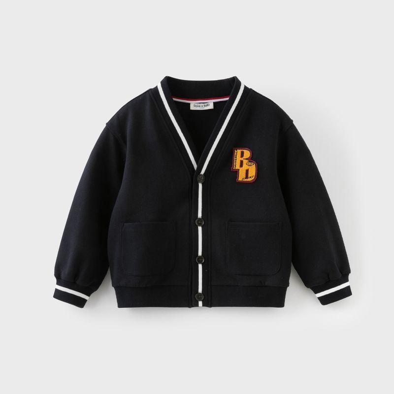 David Bella Boys  Preppy Style Jacket Children s Knitted Cardigan Boys  2026 Spring New Boys  Top Children s Clothing Navy Blue [Ready Stock] 160