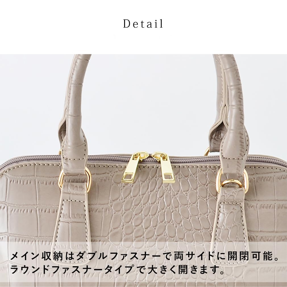 VITAFELICE Handbag Gray Women's Zip-Around 2-Way (blpa-p1406) (Shrunken Beige)