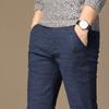 Mens Spring and Summer Casual Pants Men Striped Micro Elastic Straight Trousers