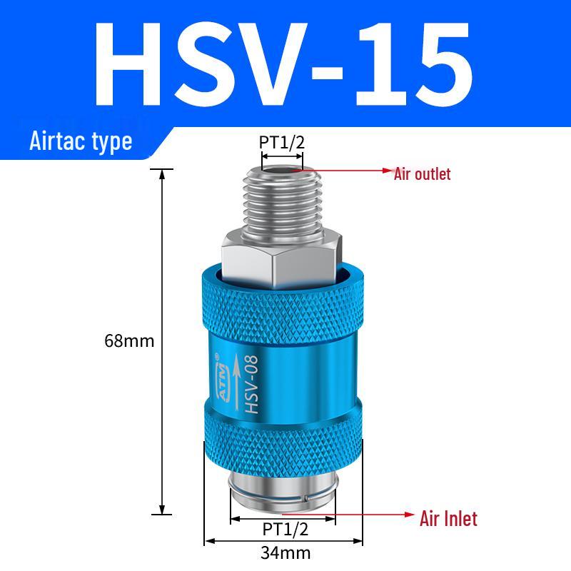 Pneumatic Sliding Hand Valve HVS-08/10/15, Double Internal Thread, Exhaust & Hand Push Sliding Switch, 1/2/4 Points