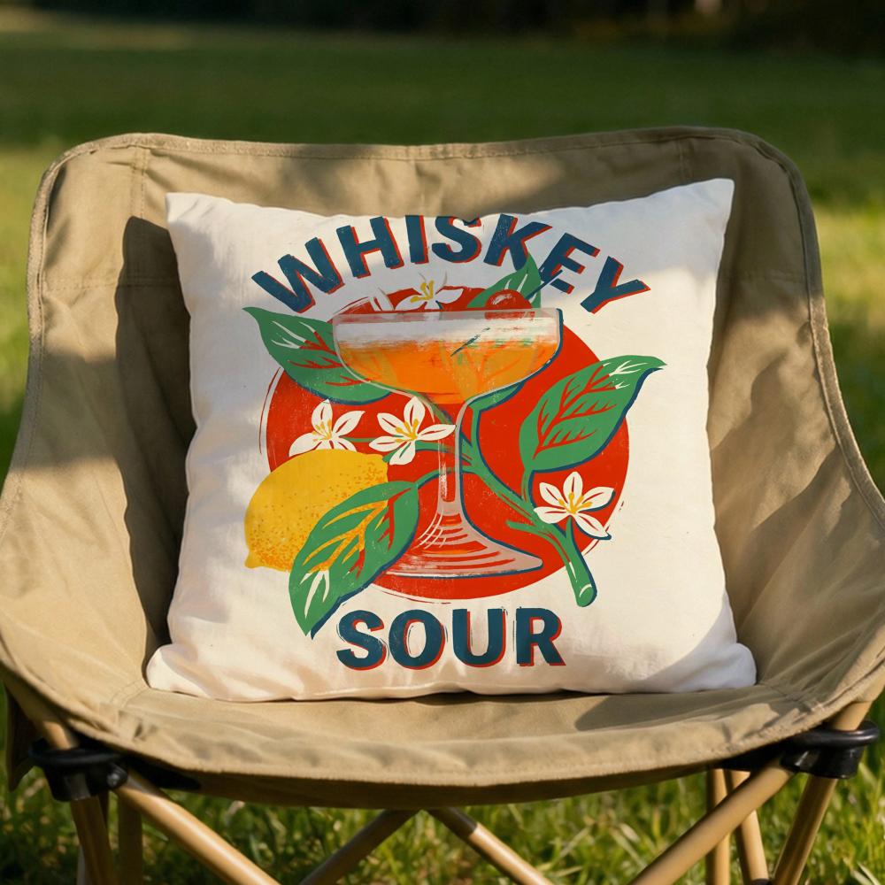 

Whiskey Sour Cocktail Cushion Cover Soft Reversible Durable Pillow Cover MultiScene Use for Home Car Daily Comfort 30x30cm