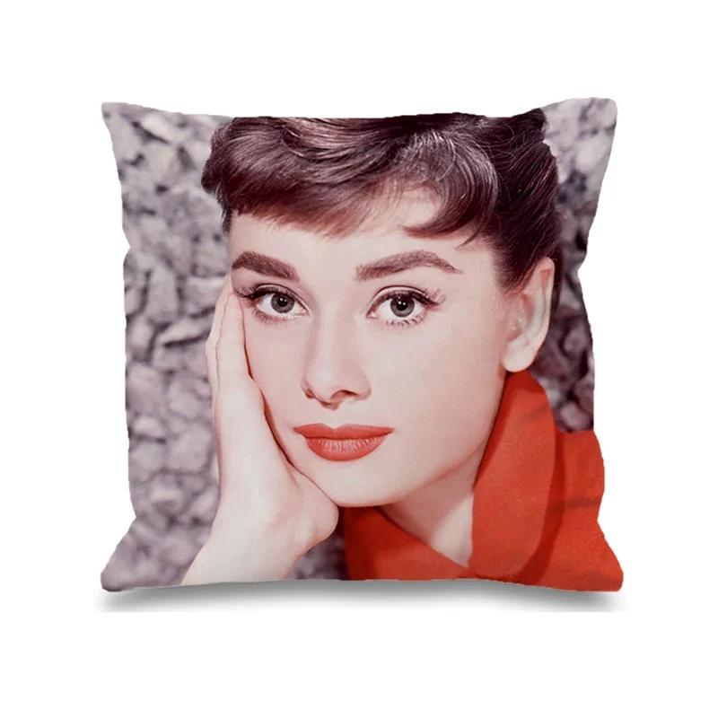 Audrey Hepburn Kissen Stuhlkissen Heim und Dekoration Doppelbettwäsche Kissenbezug Dekor 40x40 Kissenbezüge Dekorative Hülle