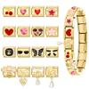 Vintage Zircon Cherry Heart Butterfly Star Bee Golden Italian Charm Links Fit 9mm Stainless Steel Bracelet Women DIY Making Gift