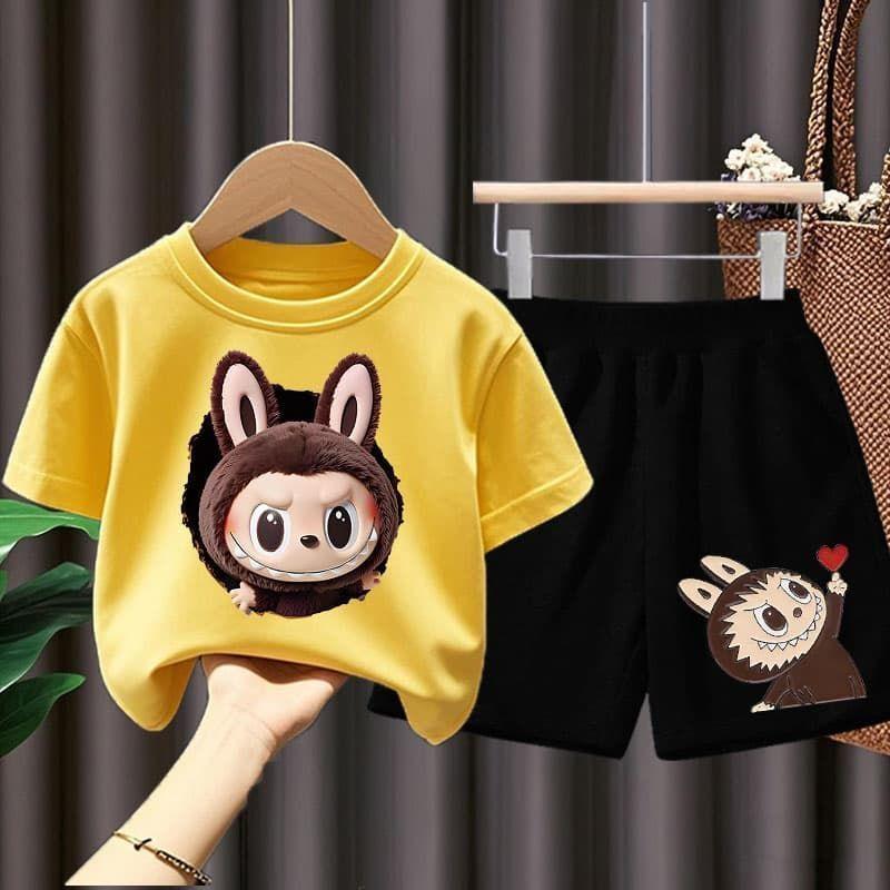 Children's LBB Short-sleeved T-shirt Top and Shorts Summer Boys' and Girls' Fashion Sets