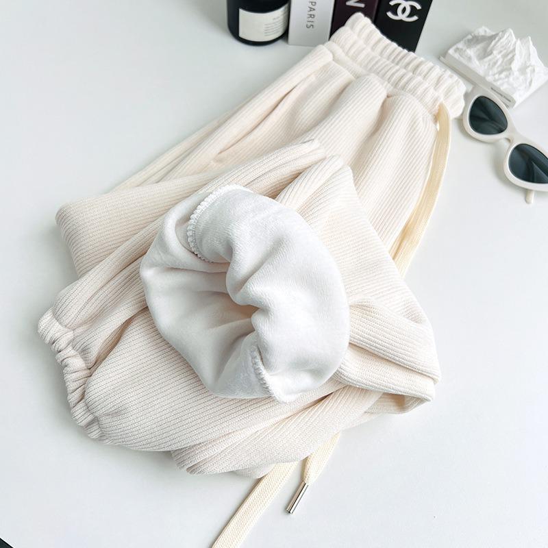 Chenier sweatpants women's autumn and winter velvet new tied feet lantern sweatpants casual gray corduroy pants