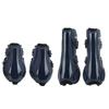 4Pcs Horse Leg Protection Boots PU Neoprene Thickened Shock Absorbing Horse Leg Boots for Riding(Navy Blue Set M)