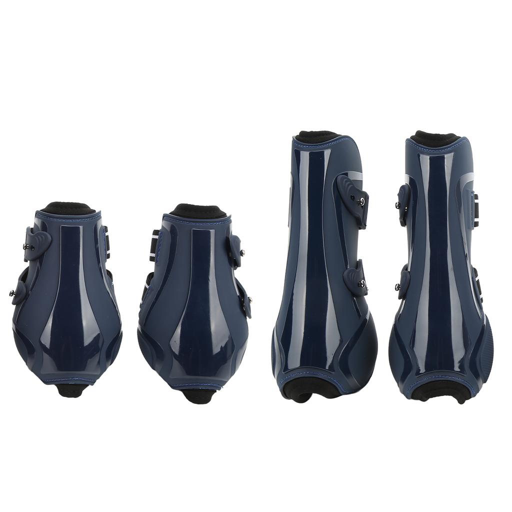 4Pcs Horse Leg Protection Boots PU Neoprene Thickened Shock Absorbing Horse Leg Boots for Riding(Navy Blue Set M)