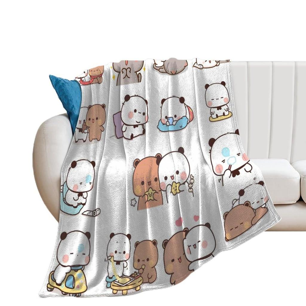 Cute Bear Flannel Blanket Cartoon Animation Digital Printing Air Conditioner Blanket Lunch Break Blanket