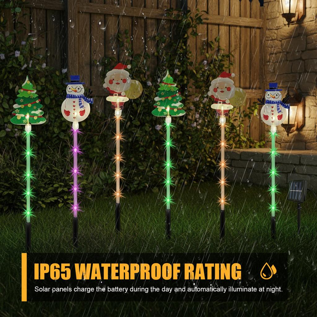 Ground Inserted Christmas Decorative Lights Waterproof LED Outdoor Solar Lights for Walkway Yard Lawn Porch Holiday Decor