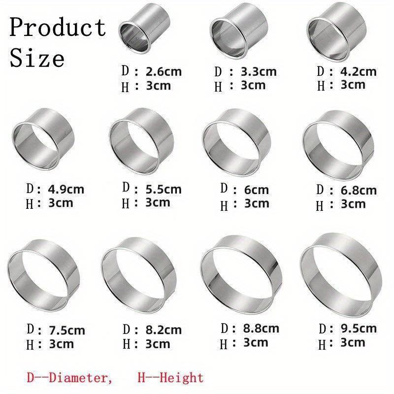 11 pezzi/set Tagliabiscotti rotondi in acciaio inox DIY Pasticceria Cerchi anello per cottura