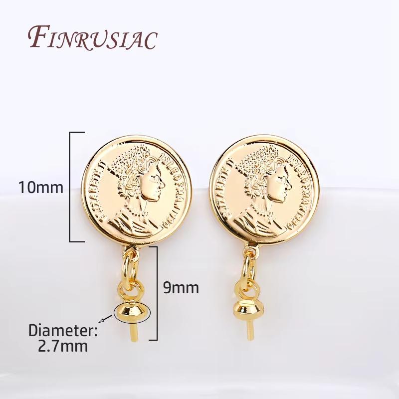 Orecchini a Perno Placcati Oro 18K Reale Basi per Perni con Supporto per Ciondolo a Perla Accessori per la Creazione di Orecchini Fai da Te