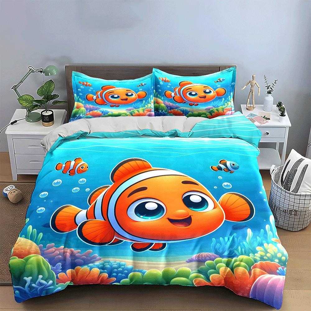Grosstor Unisex Infant Underwater Adventure Clownfish Set Exquisite Three-Piece Bedding Set Gift For Kids And Adults 200Cm