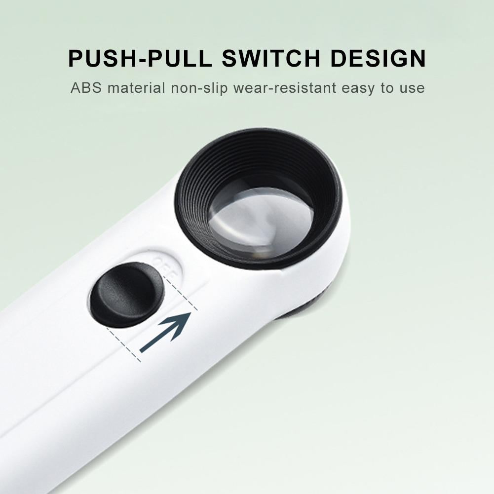 40X Handlupe Beleuchtete Juwelierlupe Lupe mit 2 LED-Leuchten Schmucklupe zur Schmuckidentifizierung